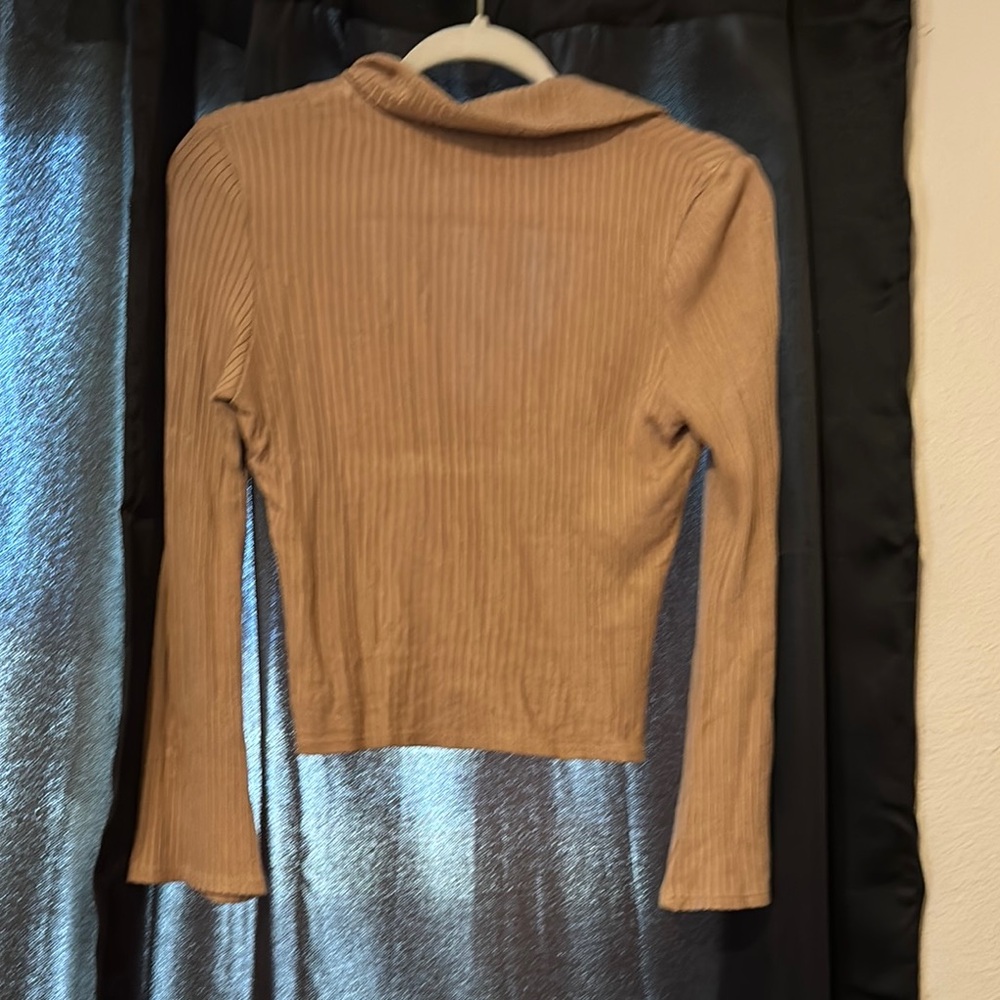 REFORMATION Tan Button-Up Ribbed Top - Picture 3 of 3